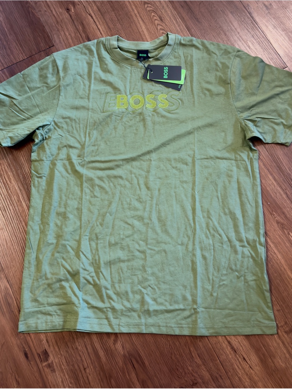 BOSS Green Logo Crew Neck T-Shirt - Olive Green